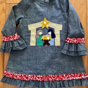Grey dress with nativity scene